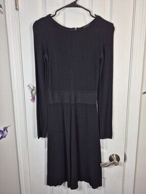 Laundry by Shelli Segal Black XS Black Zip Back Knit Dress Modern Uniform Office